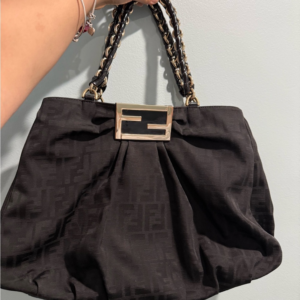 Fendi Black Shoulder Bag with Chain Straps